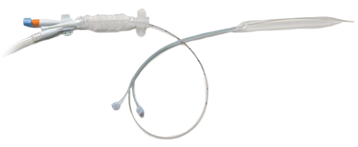 The Ultra 7FR IAB Catheter Kit is depicted as a compact, sterile package, with its contents neatly organized within. The image showcases the catheter kit's main components: a slender, flexible catheter, a hub assembly, and accompanying accessories.